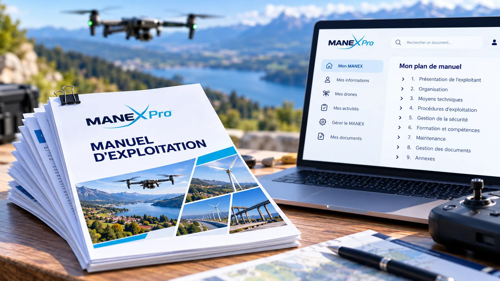 Visuel MANEXPro avec manuel d'exploitation et interface logicielle